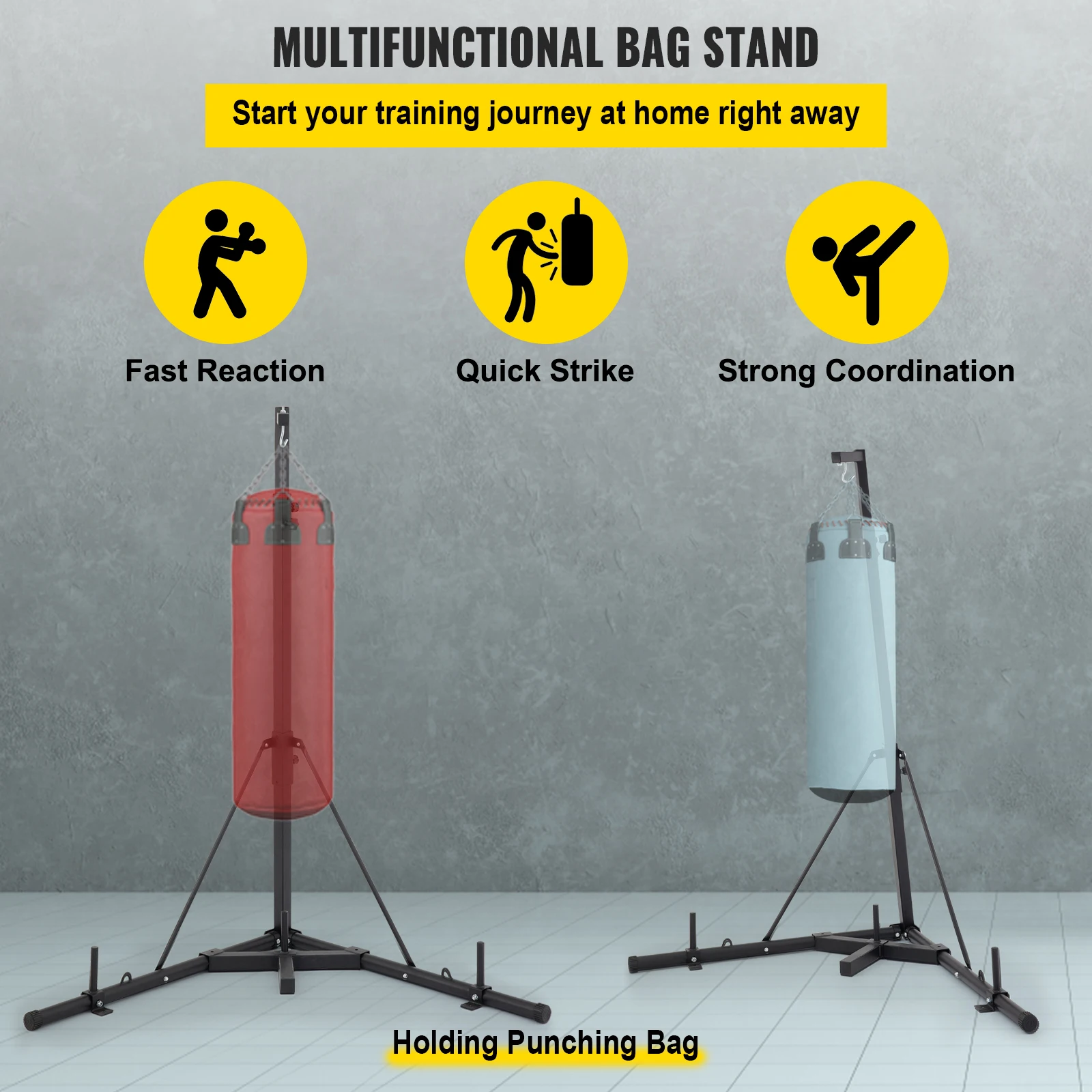 Free Standing Foldable Boxing Bag Chin Pull Up Bar Stand Punching