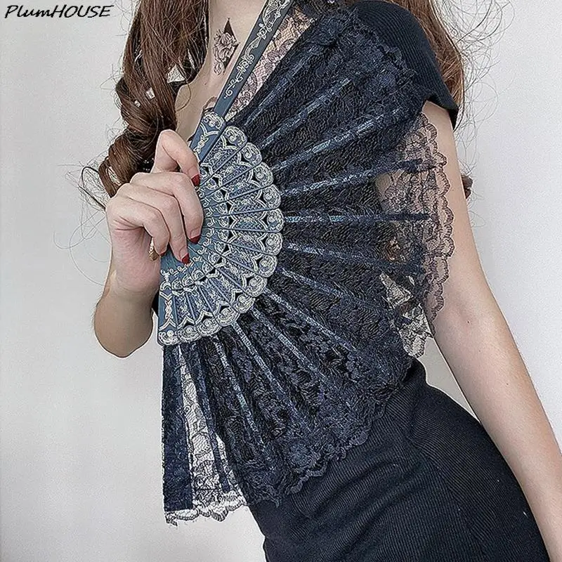 Folding Fan Decorative Hand Fan Chic Female Handheld Red Fan Vintage Style Lace Folding Chinese Japanese Pattern Art Craft Gift Decor