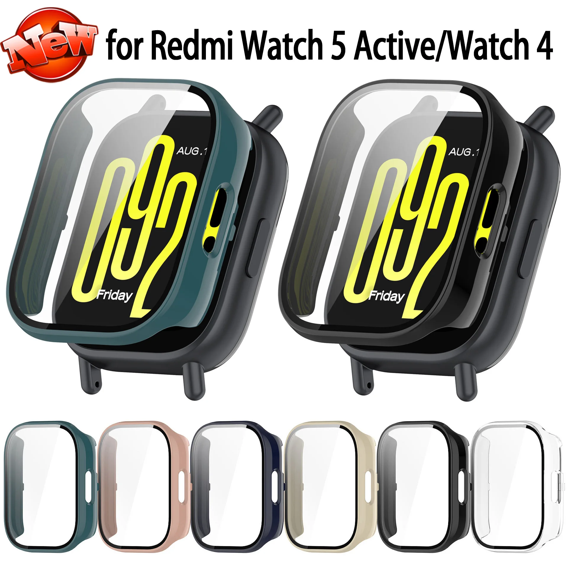 Watch Screen Protector Case Tempered Glass+Case For Xiaomi Redmi Watch 5 Active Screen Protector PC Bumper Protective Cover Redmi Watch 4