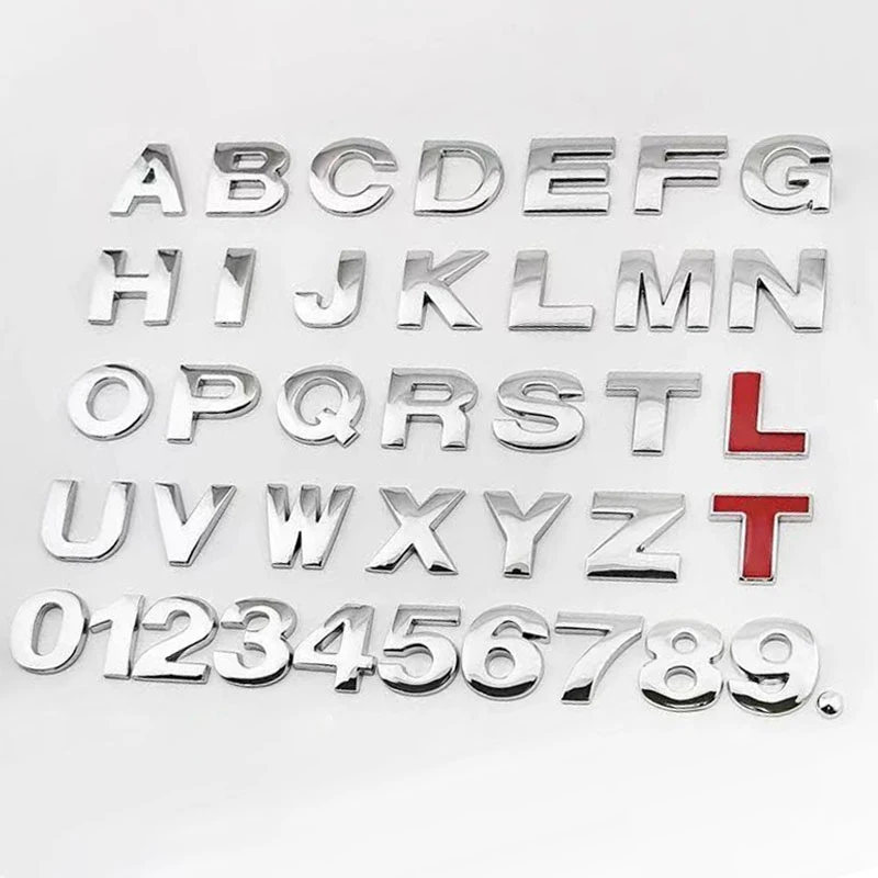 1pcs 3d Metal 45mm 25mm Car Letters Alphabet Emblem Numbers Chrome