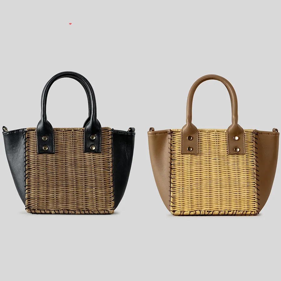 Casual Large Capacity Striped Tote Bag Faux Straw Women Handbags Summer Beach Woven Bags Big Shopper Purses for Holiday 2025