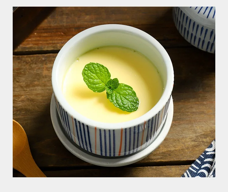 Description Picture 2 of item1 Piece Small Vintage Ceramic Stew Pot With Lid Bowl Dessert Steamed Egg Soup Bowl Creative Household Restaurant Stew Pot