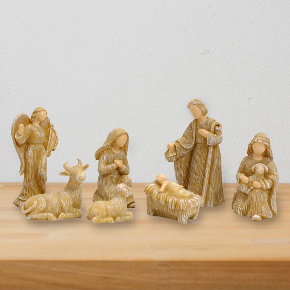

Nativity Statue Small Jesus Figurines Decorative Decors Christmas Ornament Resin Birth of Statues