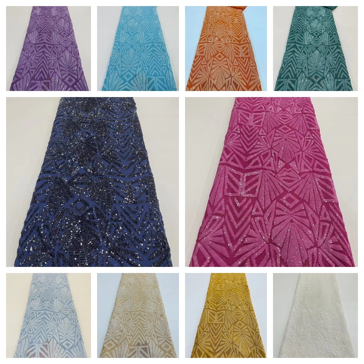 

2024 High Quality Nigerian Lace Fabric Embroidery French African Lace Fabric Sequins Lace Tulle Mesh Net Fabric For Party Dress