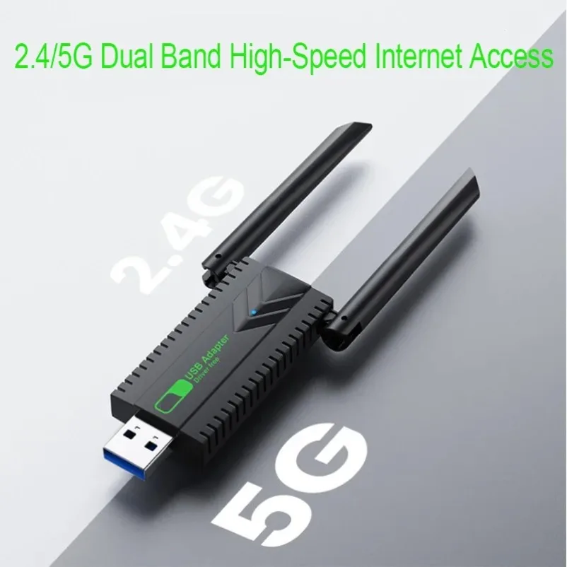 VIKEFON 1300Mbps 듀얼 밴드 2.4G+5Ghz WiFi USB 어댑터 Wi-Fi 동글 수신기 USB3.0 고속 무선 네트워크 카드 드라이버 무료