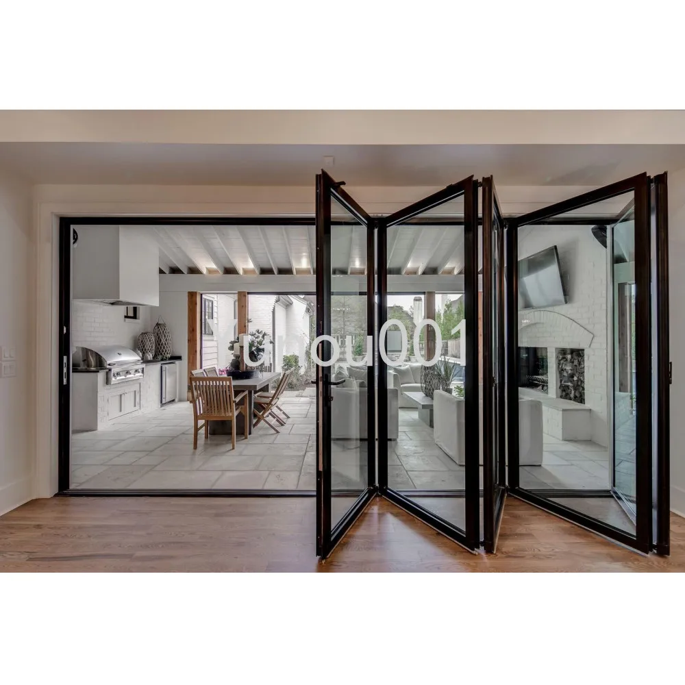 

Insulated Aluminum Sliding Double Folding Glass Exterior Aluminum Double Folding Terrace Door