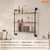Industrial Pipe Shelf 3 Tier 32x7.87in Wall-Mount for kitchen Bedroom 2
