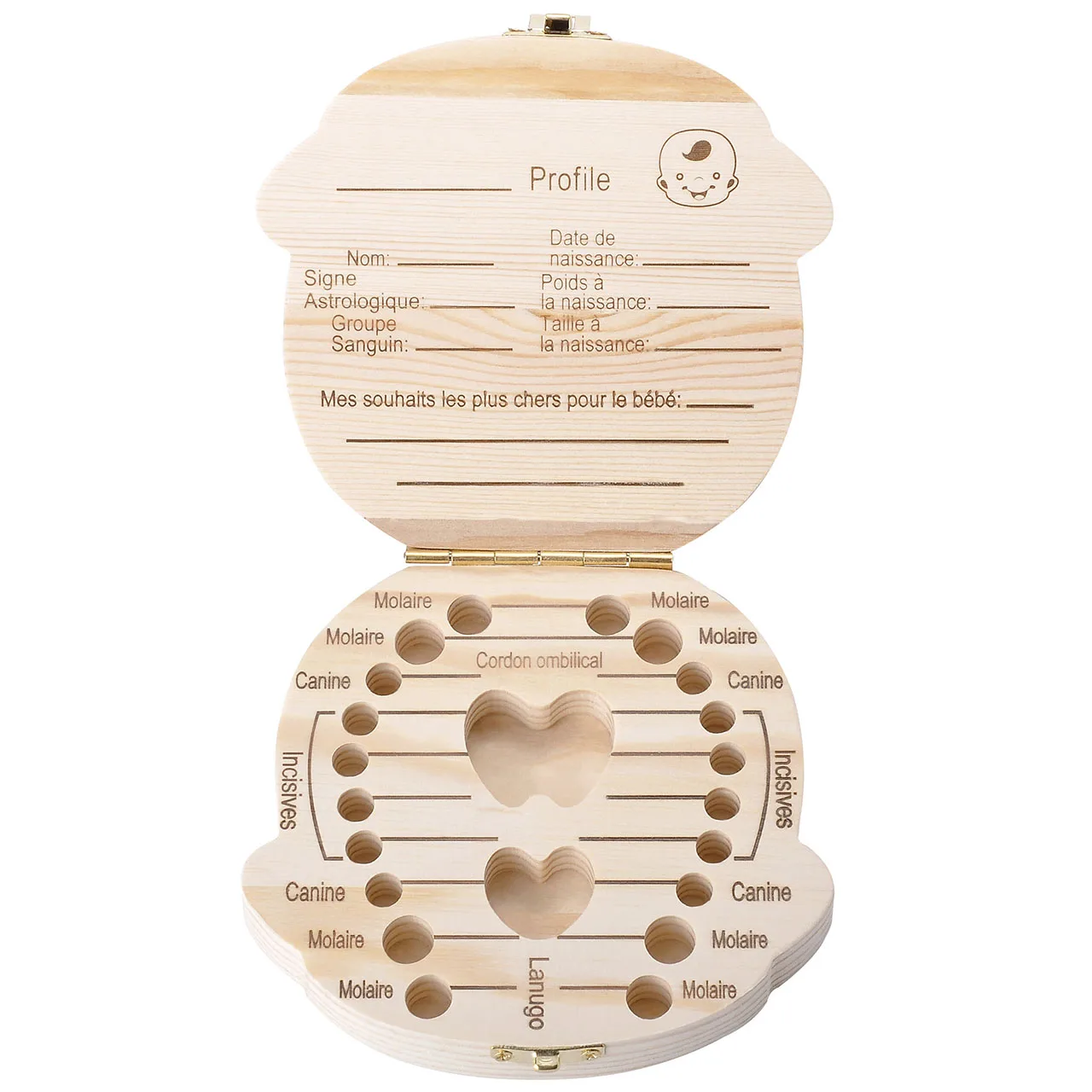 Wooden Baby Boy Tooth Box Organizer English Spanish German Milk Teeth Storage Umbilical Lanugo Save Collect Kids Souvenirs Gift souvenirs for a baby shower Baby Souvenirs