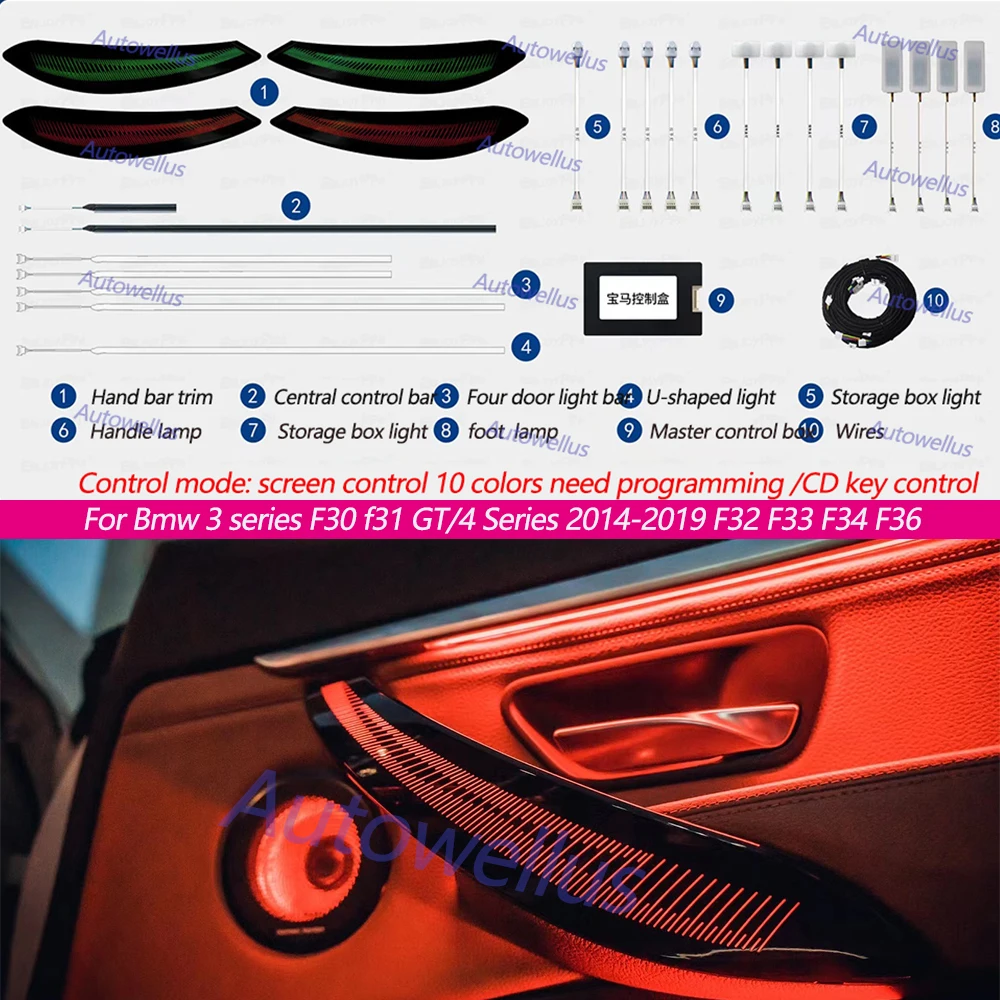 

For Bmw 3 series F30 f31 GT/4 Series 2014-2019 F32 F33 F34 F36 Ambient Light through central Atmosphere LED bar speaker cover