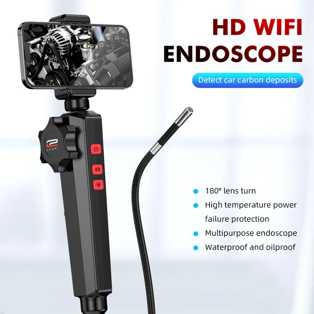 6MM/8MM Newest 180 Degree Steering Industrial Borescope Endoscope Cars Inspection 1080P Camera With 6 LED for iPhone Android PC