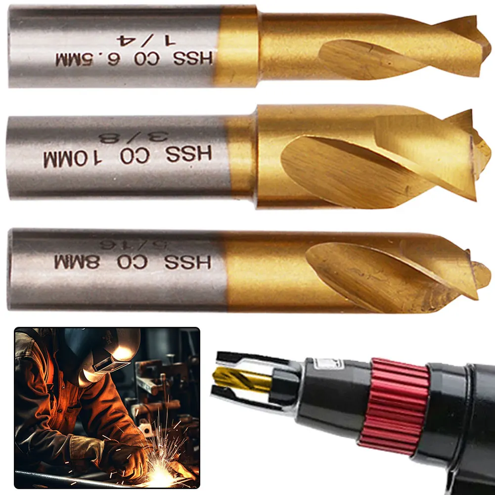 3Pcs 6.5/8/10mm High Strength Spot Weld Cutter Drill Bit Titanium Plating Sawtooth Point Countersink Bit for Wood Steel Milling