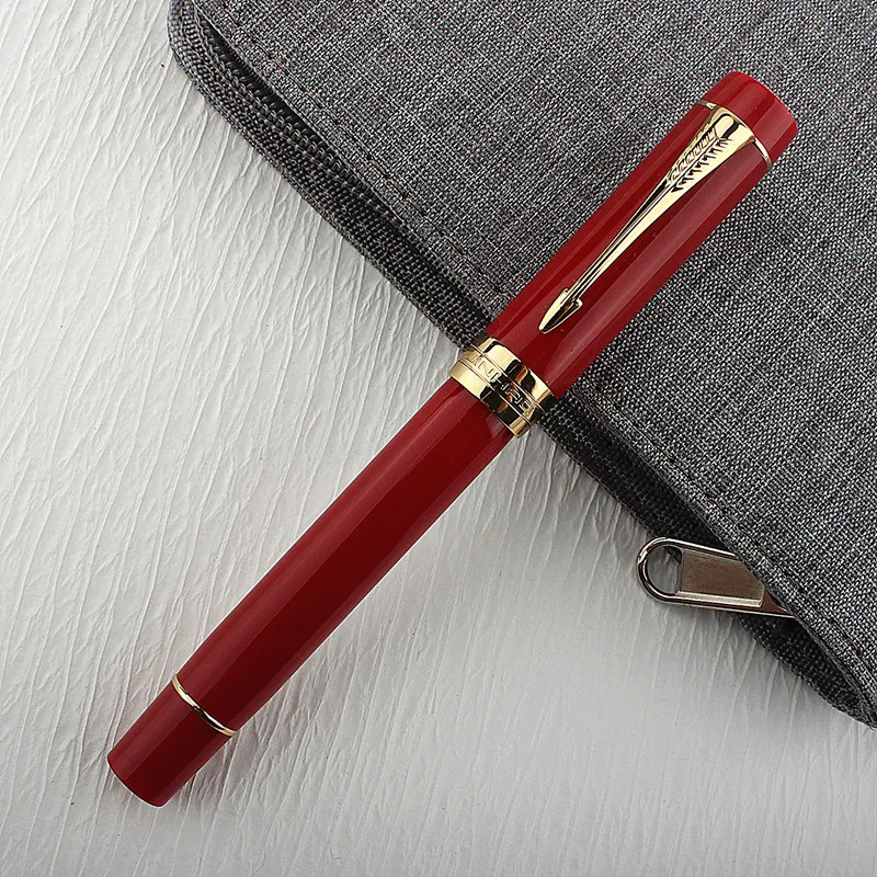 

Высококачественная деловая перьевая ручка JinHao из 100 акрила, красная вращающаяся Золотая стрела, наконечник № 6, фуд, каллиграфия, офисные принадлежности, ручка