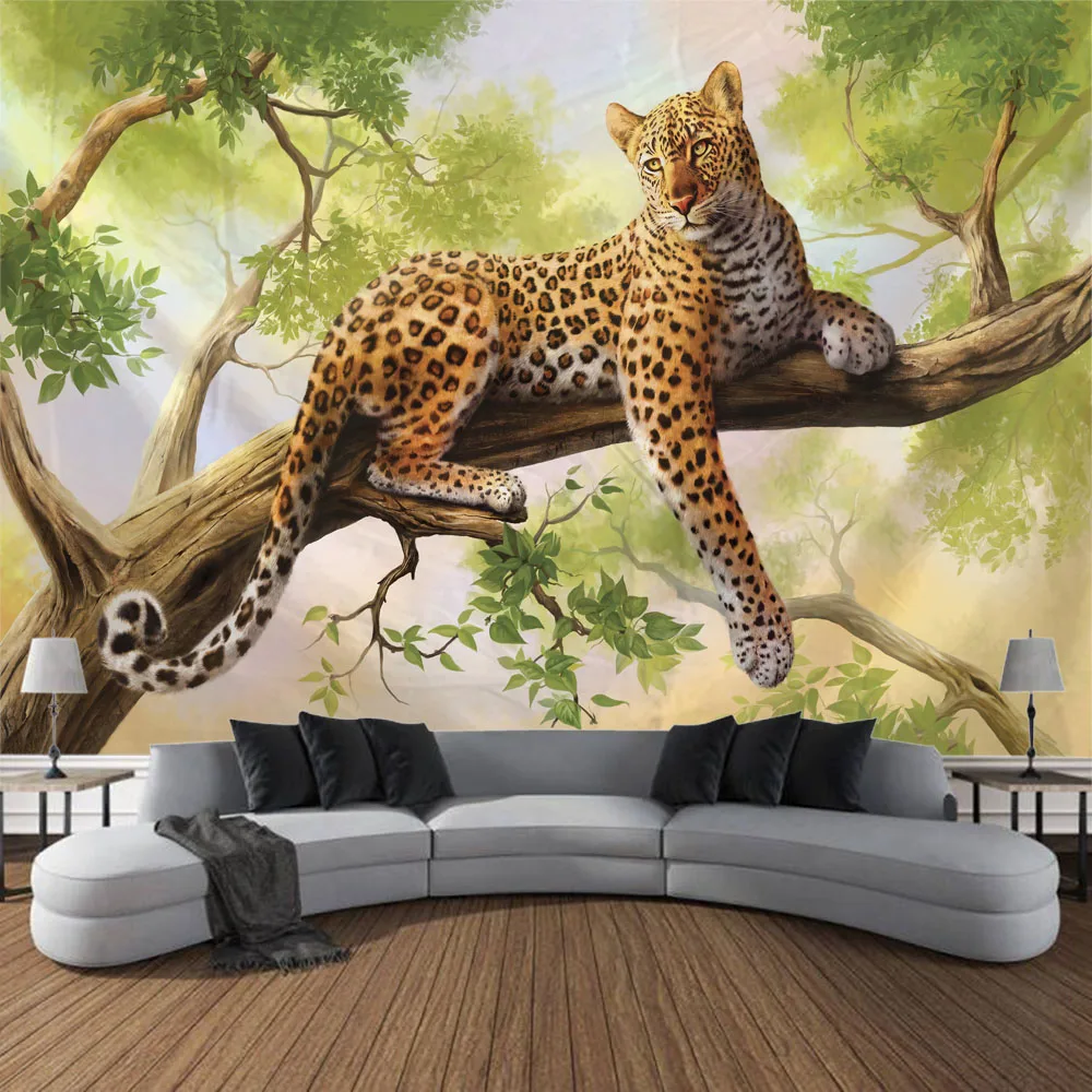 Tapestry Decor Home Tapestry Wall Hanging Hippie Room Wall Art Decoration Blanket Hanging on Tiger Leopard Animal Forest