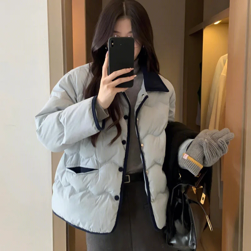 

Winter Casual Women Jacket Women Lapel Jacket Ins Cotton Small Fragrant Style Jacket Loose and Minimalist Korean Style