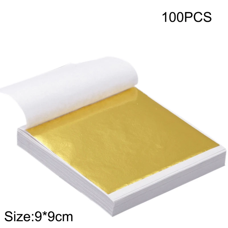 DIY 아트 공예용 금박 종이 플랫 금박 크리스탈 진흙, 네일 송진, 생일 파티, 웨딩 장식, 9x9cm, 100 개