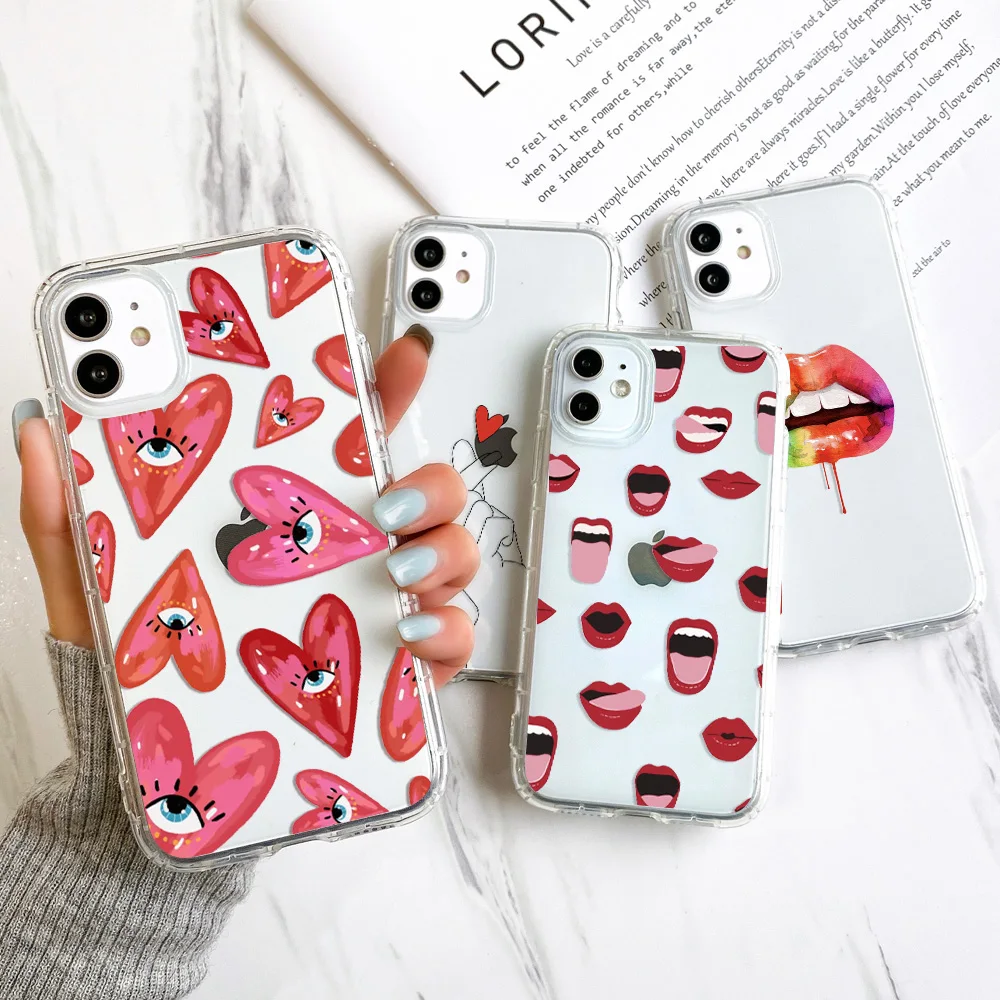 Custodia Per Telefono Sexy Girl Red Lips Per Iphone 11 Custodia Iphone 13 12 14 Pro Max Xr X Xs Max 7 8 14 Plus Se 2022 2020 Cover Morbida In Silicone