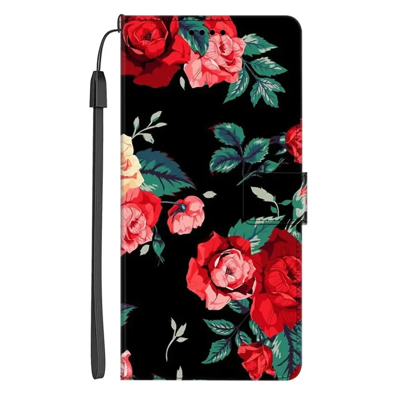 Luxury Leather Flip Case Wallet with Stand and Artistic Design