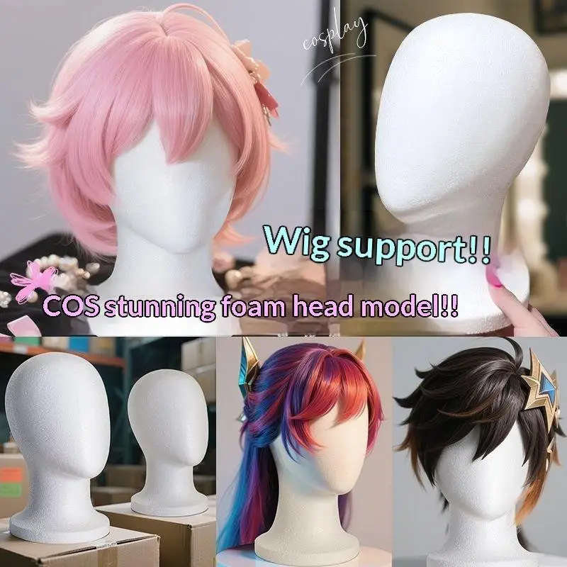 Espositore per parrucche e occhiali da uomo/donna, testa di manichino bianca in schiuma, supporto per cappelli, modello testa di manichino - immagine 3