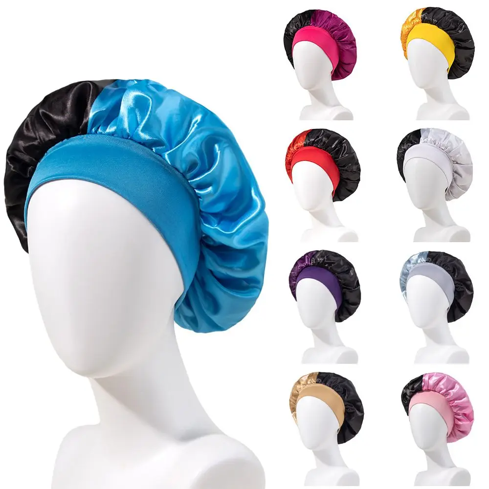 

Elastic For Girls Bathing Headwear African Headwrap Hat Silky Satin Bonnet Korean Night Turban Women Sleeping Cap