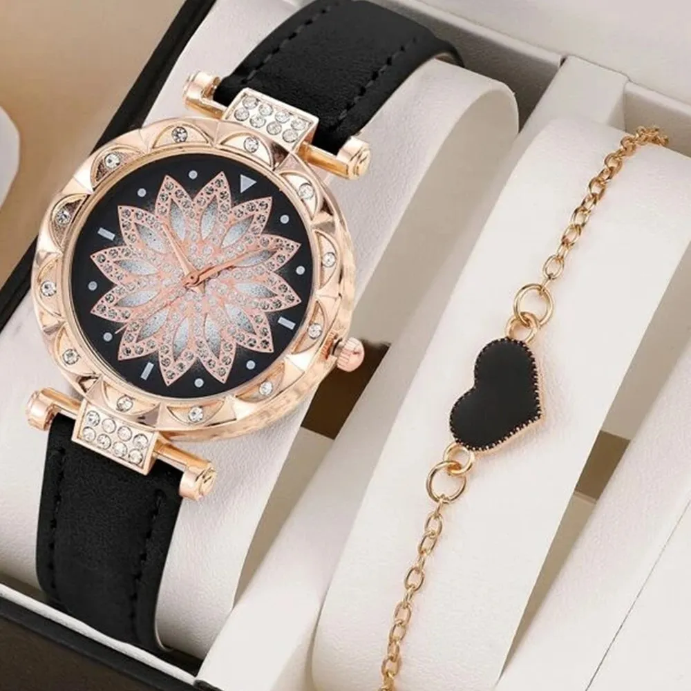 

Fashion Casual Quartz Wristwatch 2pcs Set Women Watches Ladies Simple Watch For Women Female Clock Girl Gift relogio feminino