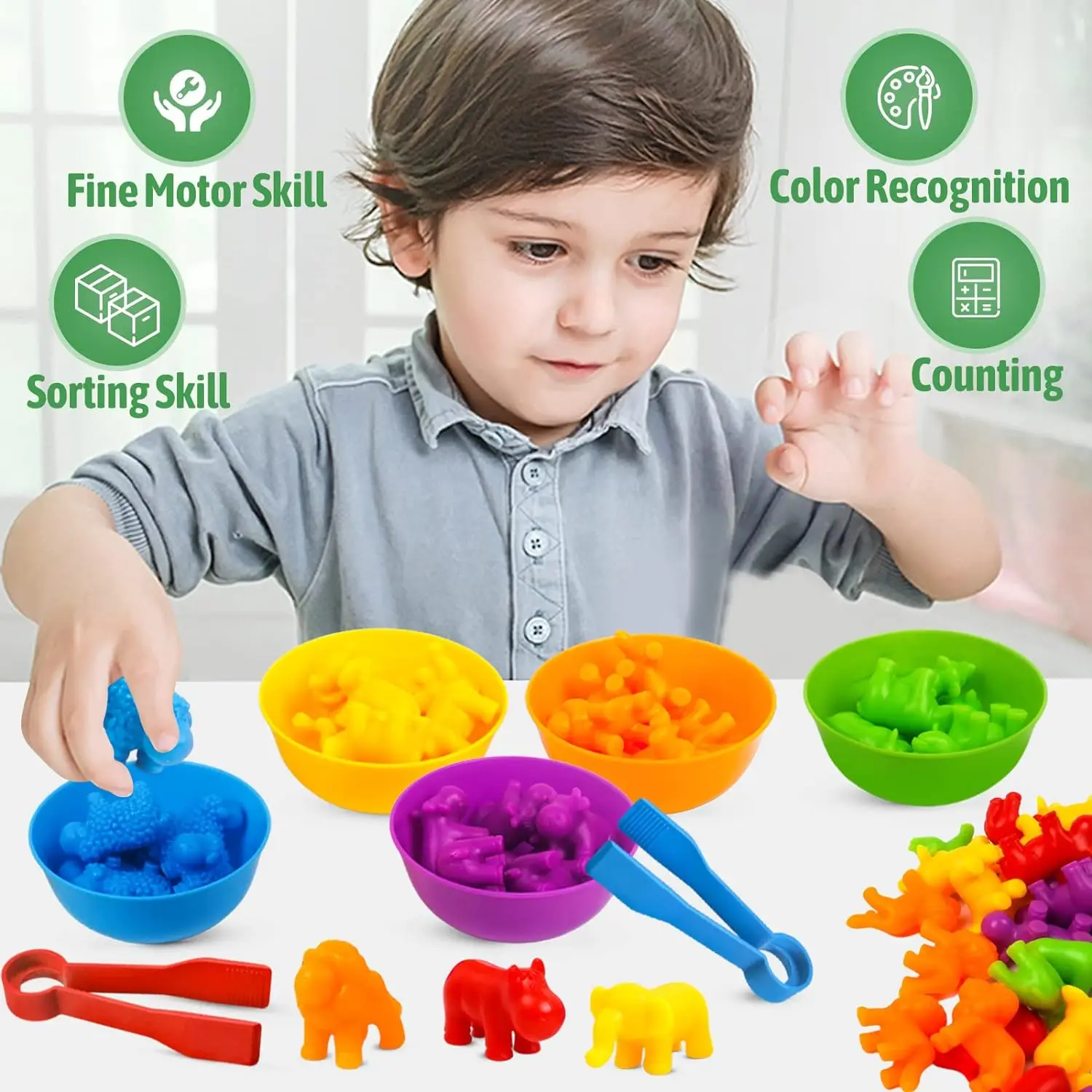 Learn Educational Toys Kids Matching Game Animal Cognition Rainbow Sort Fine Motor Training Montessori Sensory Toy Puzzle Gifts