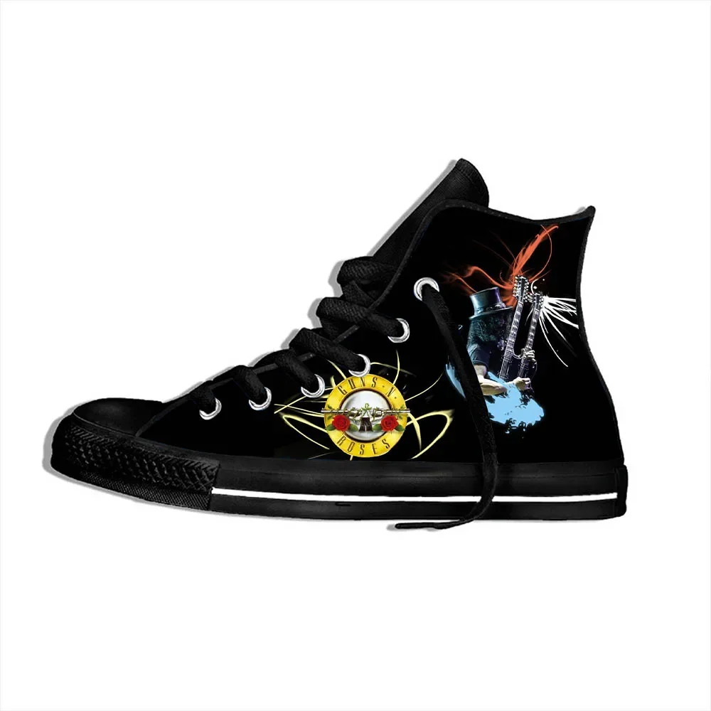 Hot Summer Roses N' Rock Music Guns  Novelty Design Fashion High Top Canvas Shoes Men Women Casual Sneakers Classic Board Shoes