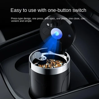 Car Ashtray With LED Light Universal Alloy Ash Tray Car Retardant Cigarette Holder Ash Tray Automotive Supplies