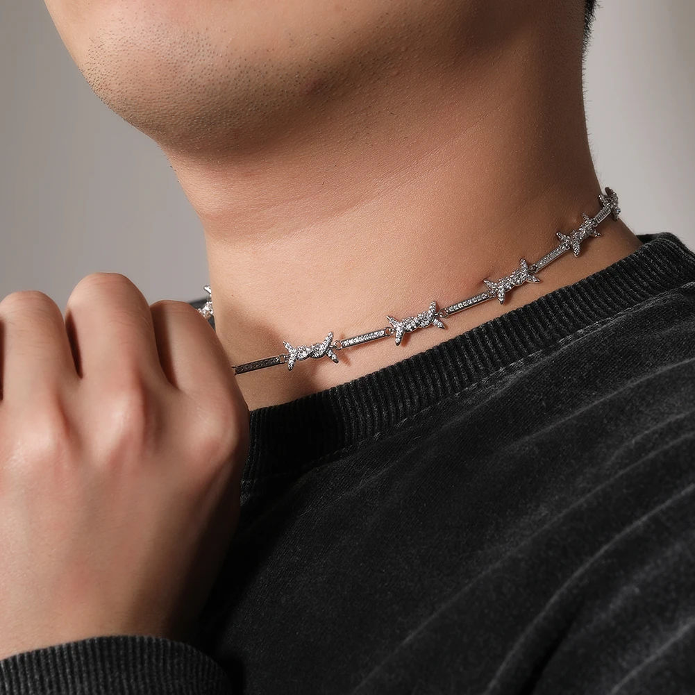送料関税込【King Ice】10mm BARBED WIRE CHAIN ☆ 国内発送♪ King Ice ☆ 10mm 有刺鉄線チェーン ネックレス * 2色 (King Ice