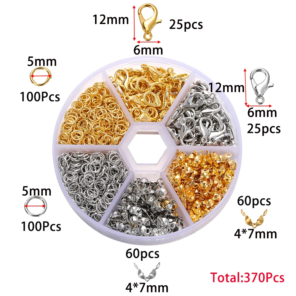 Jewelry Crafting Essentials Kit: Lobster Clasps, Jump Rings, and Earring Hooks
