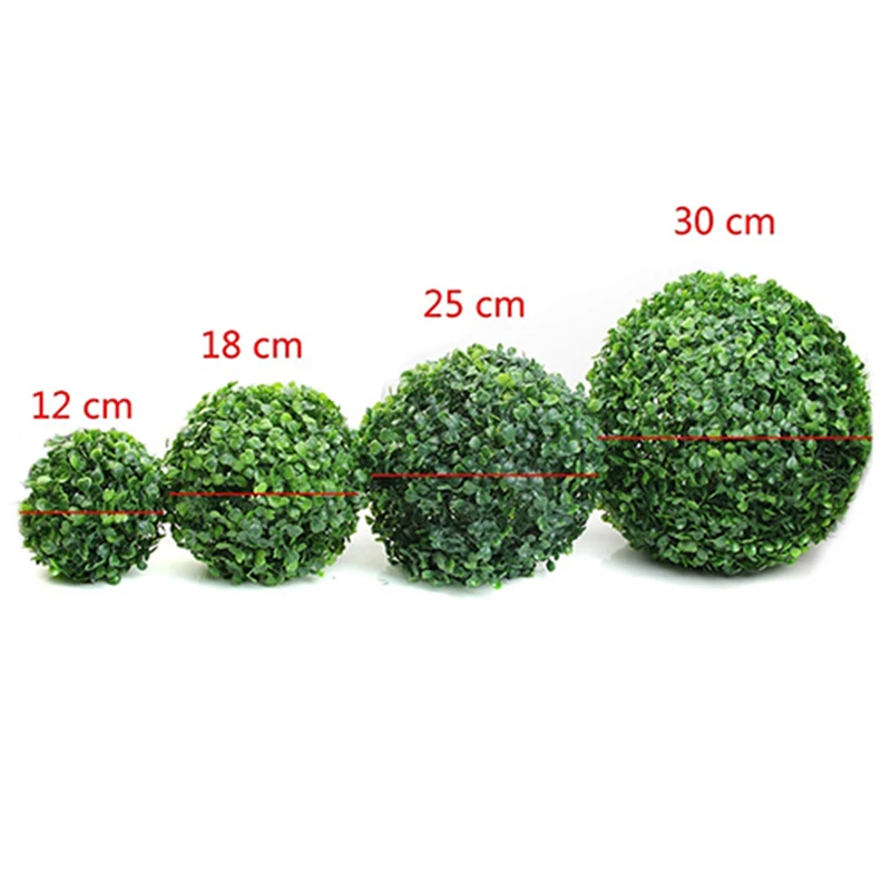 4 PC 12/18/25/30cm Artificial Plants Green Grass Ball Simulated Plants Decor Ball for Outdoor Courtyard Garden Decoration Props