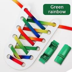 Vibrant Magnetic No - Tie Elastic Shoelaces - 100cm (Green rainbow)