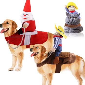 Pet Dog Suit Cowboy Rider Style Dog Carrying Costume