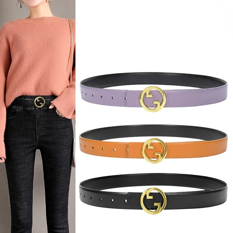 

New Women‘s Belt Genuine Leather Belts for Women Female Gold Pin Buckle Strap Fancy Vintage for Jeans Dropshipping Luxury Belt