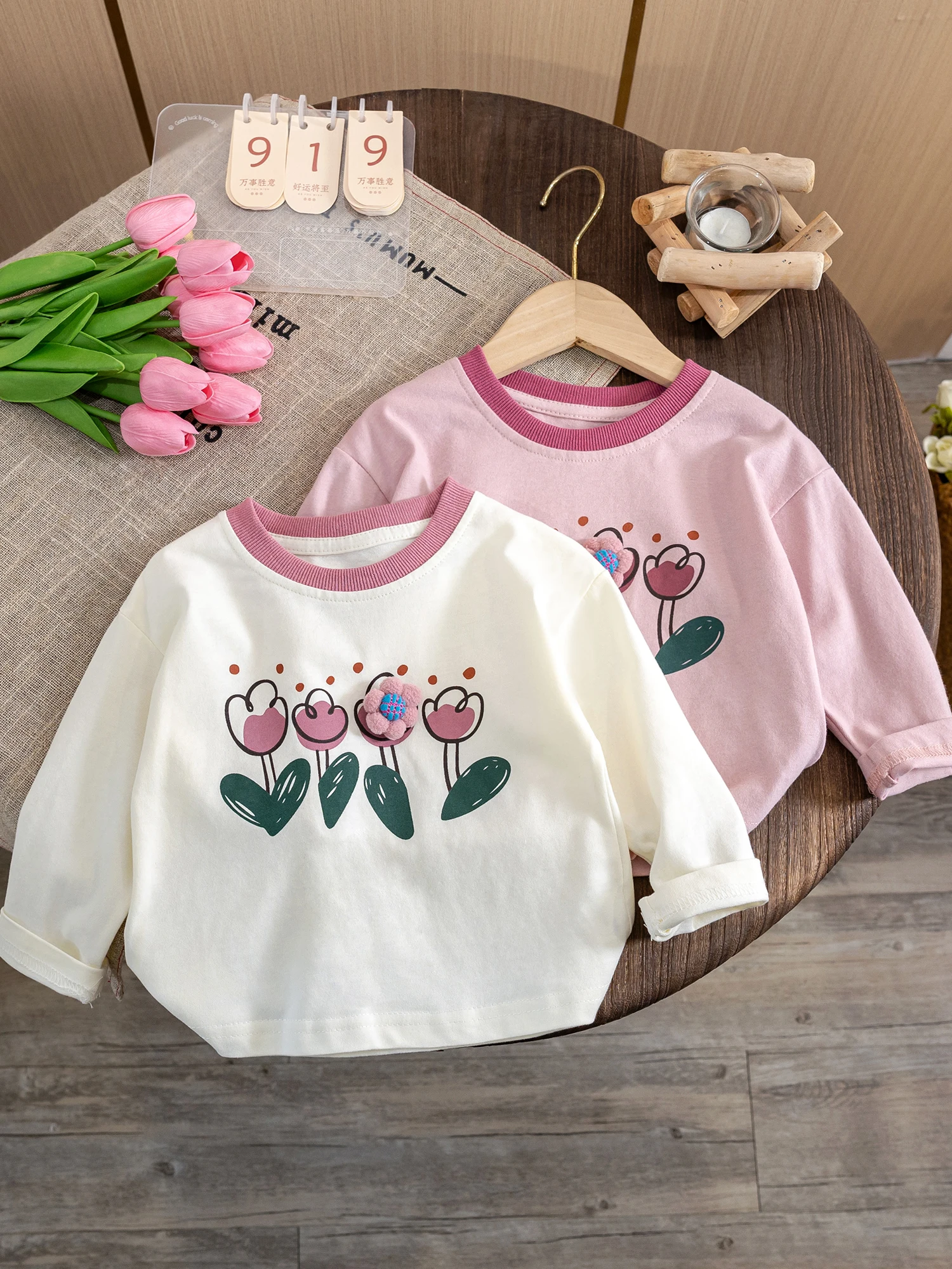 

Женский пуловер с длинным рукавом, Повседневная футболка с круглым вырезом и 3D-принтом из мультфильмов и цветов, универсальная нижняя рубашка, весна-осень 2024