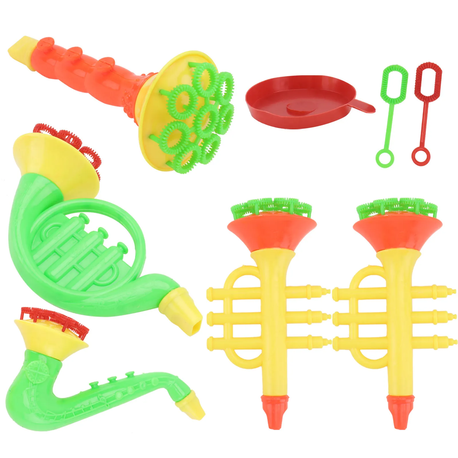 5Pcs 버블 머신 악기 모양 디자인 어린이 야외 버블링 재미있는 파티 선물 어린이를위한 여름 놀이 활동 게임