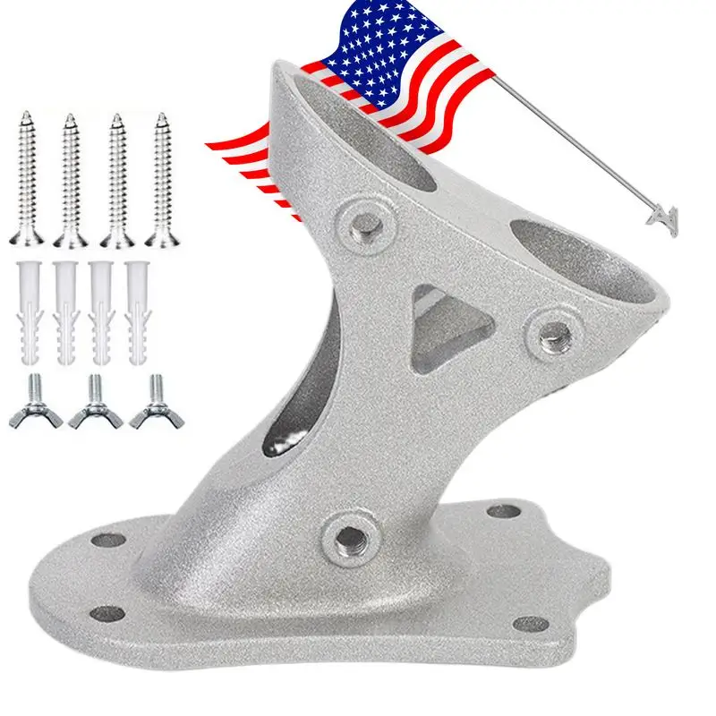 Flag Pole Holder for Outside House Adjustable Flag Pole Base Heavy Duty Holder Metal Base Stand Heavy Duty Wall Mount for