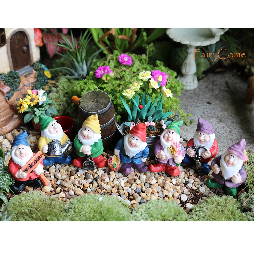 thumbnail: Fahibin Miniatuur Tuinhuisjes Set - 8 Stuks Fairy Garden Accessoires Voor Terrarium En Poppenhuis