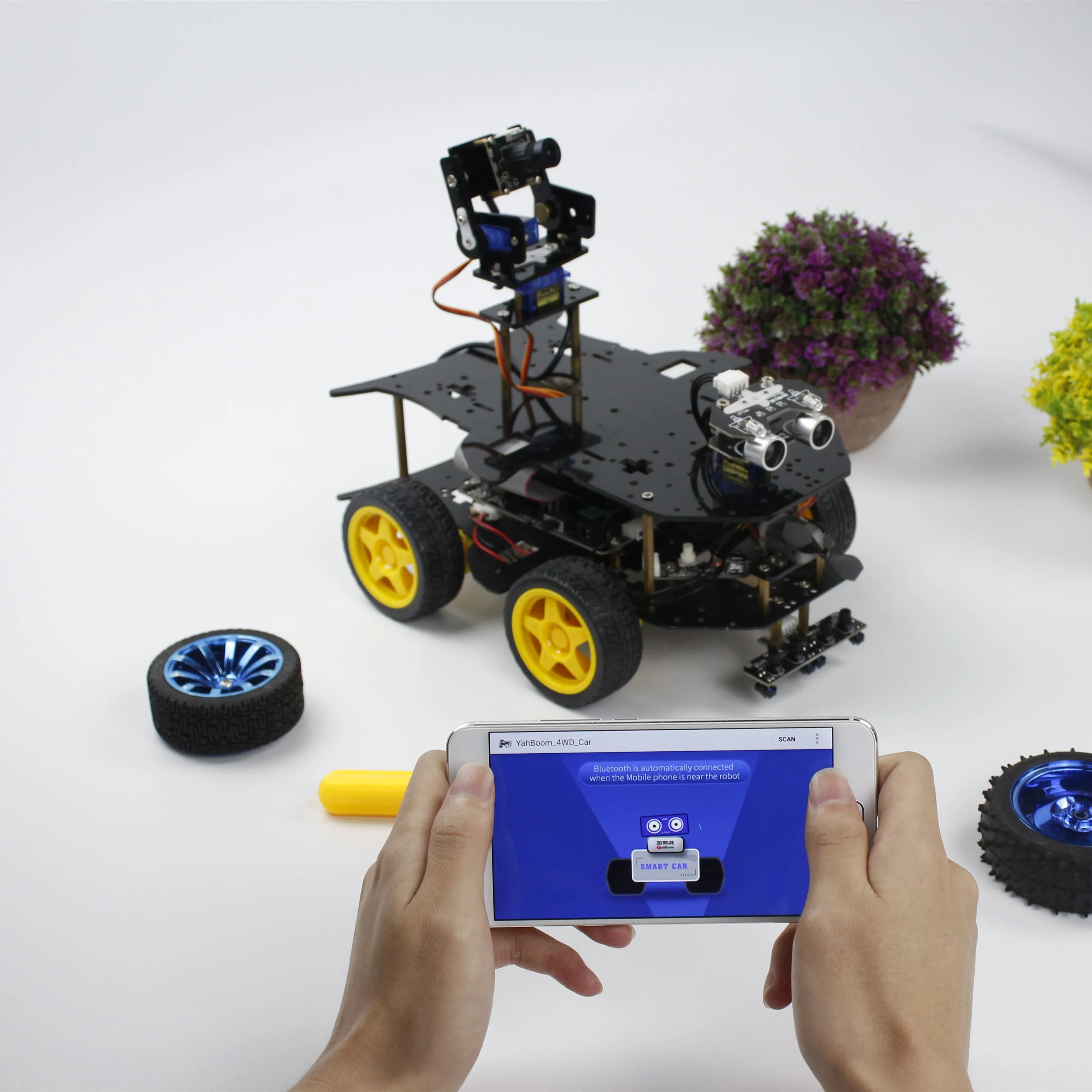 Raspberry Pi 4 4b 4wd Car Kit With Hd Camera Ai Recognition Python ...