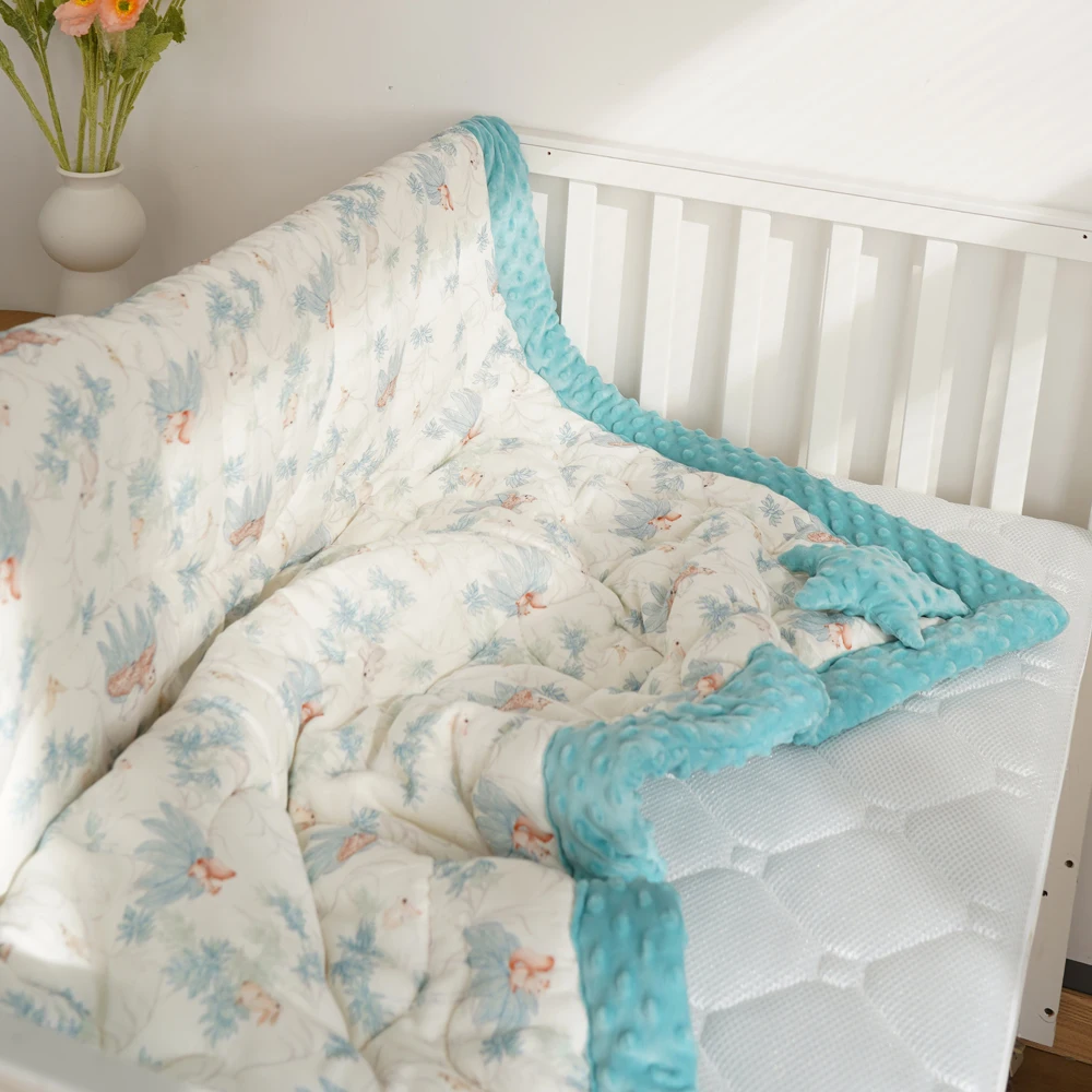 Cotton Blanket Baby Blanket 110x140cm Thick Baby Quilt Soft Cotton Dot Minky Blanket Children Sleeping Quilt