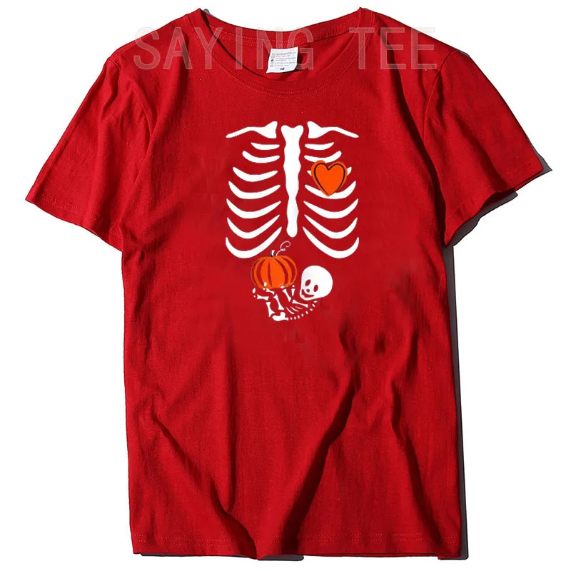 Halloween Kostüm Schwangere Kürbis-Frau - Lustiges T-Shirt Mit Rippenkäfig Design