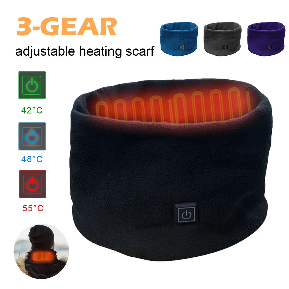 

Electric Heated Scarf Neck Wrap USB Rechargeable Winter Neck Warmer 3 Speed Adjustment Fleece Scarf For Cycling Skiing Camping