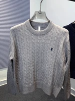 High end fashion jacquard round neck sweater men's winter luxury brand exquisite pony embroidery casual Paul knitted pullover
