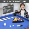 4.5Ft Pool Table, Portable Billiard Table for Kids and Adults, Mini Billiards Game Tables W/ 2 Cue Sticks, Full Set of Balls 6