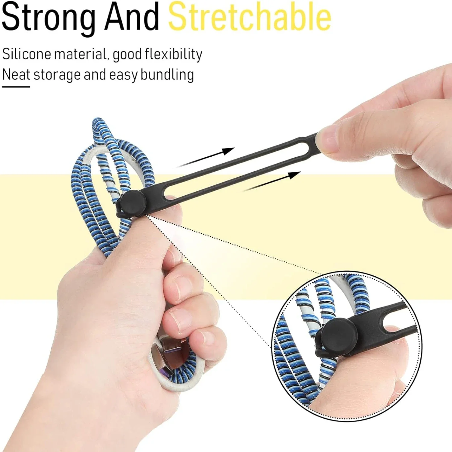 Multi-functional Cable Organizer Data Cable Organizer Tie Strap Elastic Silicone Charging Clip Hub Ties 300PCS cable organizer