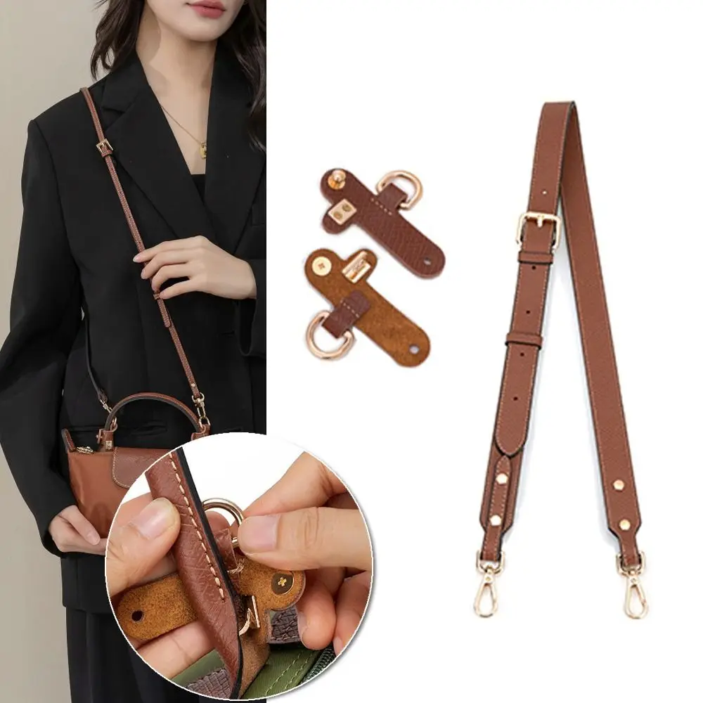 Premium Genuine Leather Shoulder Strap with Punch-Free Buckle Conversion