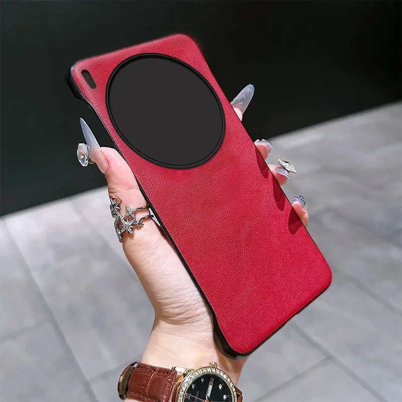 Luxury Leather Pattern Frameless Ultra-Thin Shockproof Bumper Hard Back Cover Case