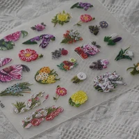 Flowers Blooms 5D Nail Sticker Soft Reliefs Back Glue Tape Nail Sliders 2