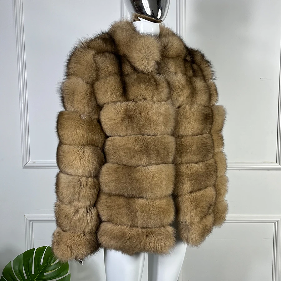 

Women Natural Fox Fur Coat Winter Real Fox Fur Jackets High Quality Stand Collar Women's Short Coat
