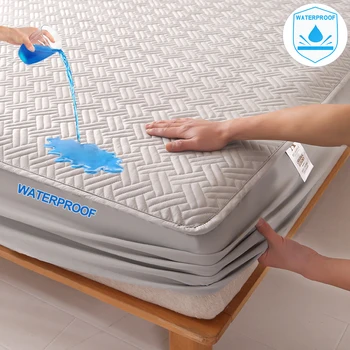 Protecteur de matelas antibactérien imperméable, housse de matelas souple hypoallergénique et silencieuse, drap-housse lavable en Machine 1