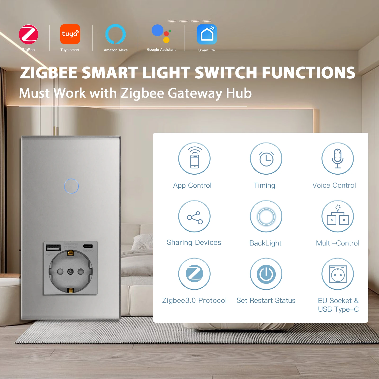 usb tipo c tuya smart life controle 01